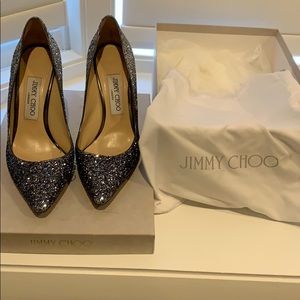 Jimmy Choo Navy/silver gradient Glitter Pump